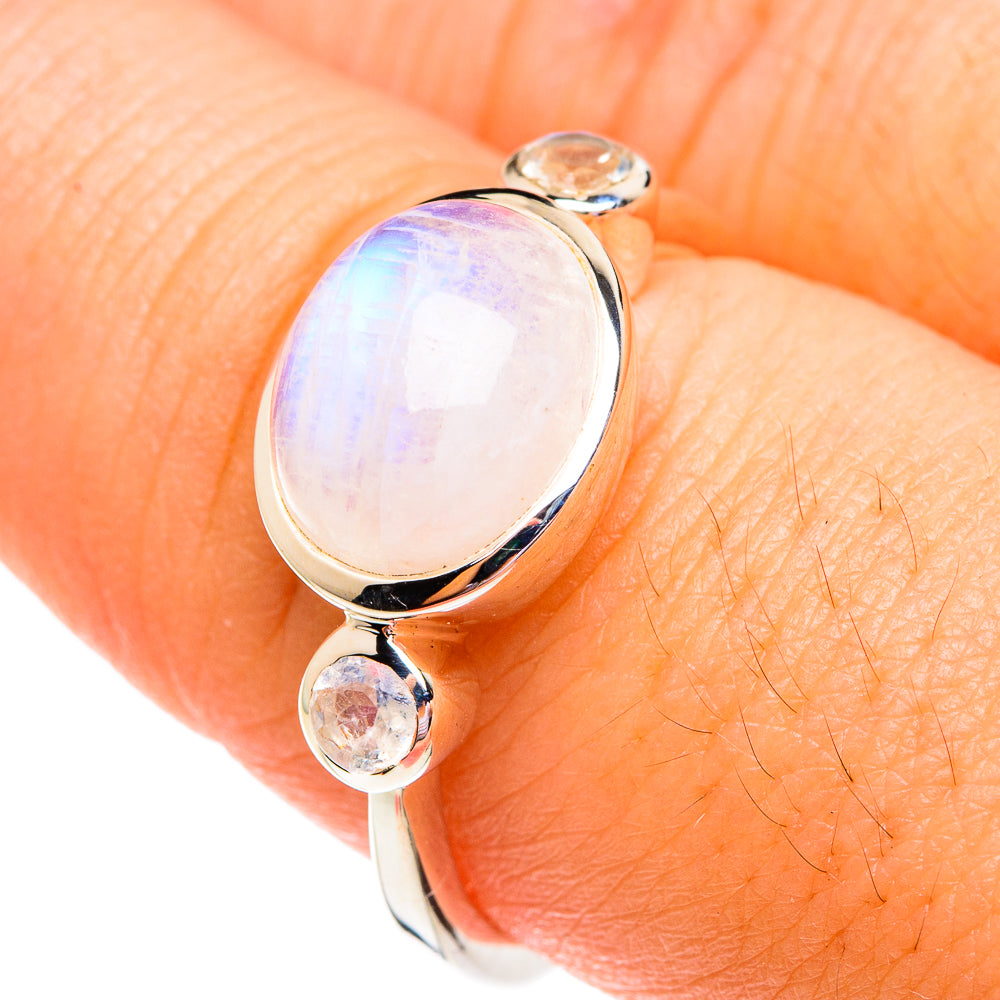 Rainbow Moonstone Rings handcrafted by Anasilvercos - RING75673