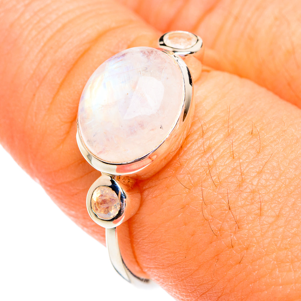 Rainbow Moonstone Rings handcrafted by Anasilvercos - RING75697