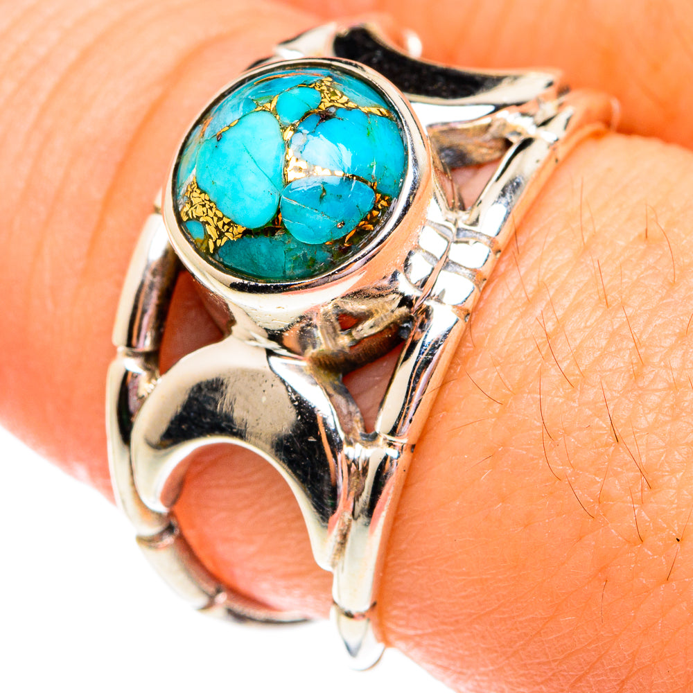 Blue Copper Composite Turquoise Rings handcrafted by Anasilvercos - RING75726