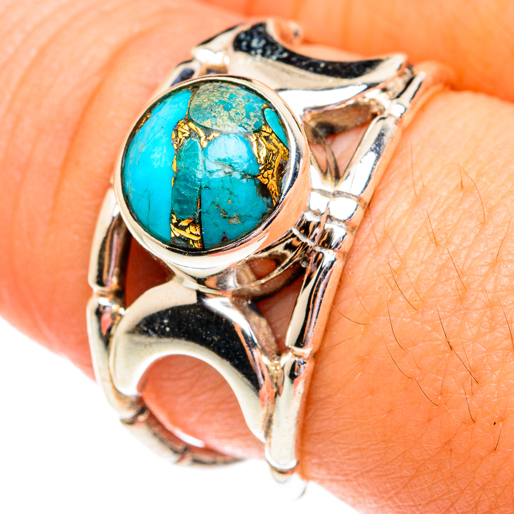Blue Copper Composite Turquoise Rings handcrafted by Anasilvercos - RING75751