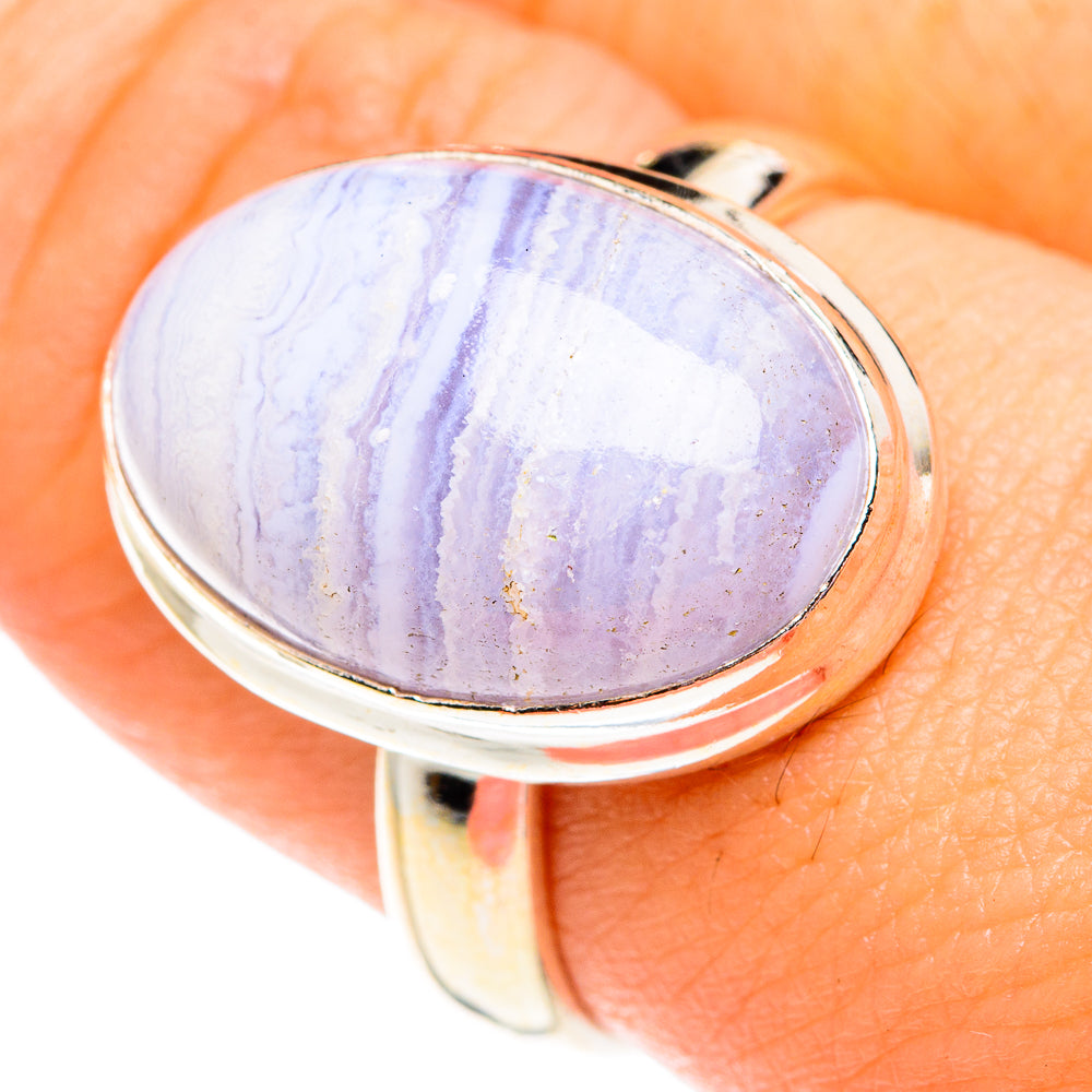 Blue Lace Agate Rings handcrafted by Anasilvercos - RING75791