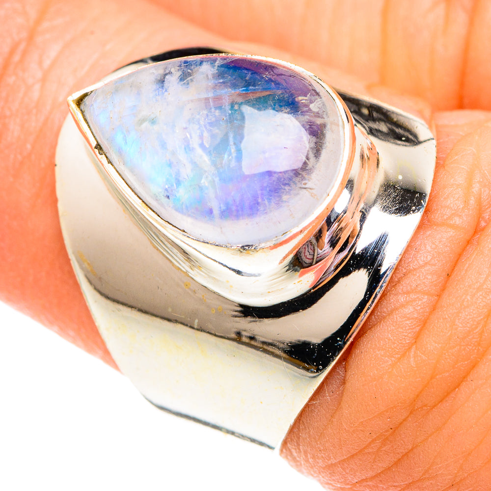 Rainbow Moonstone Rings handcrafted by Anasilvercos - RING75792