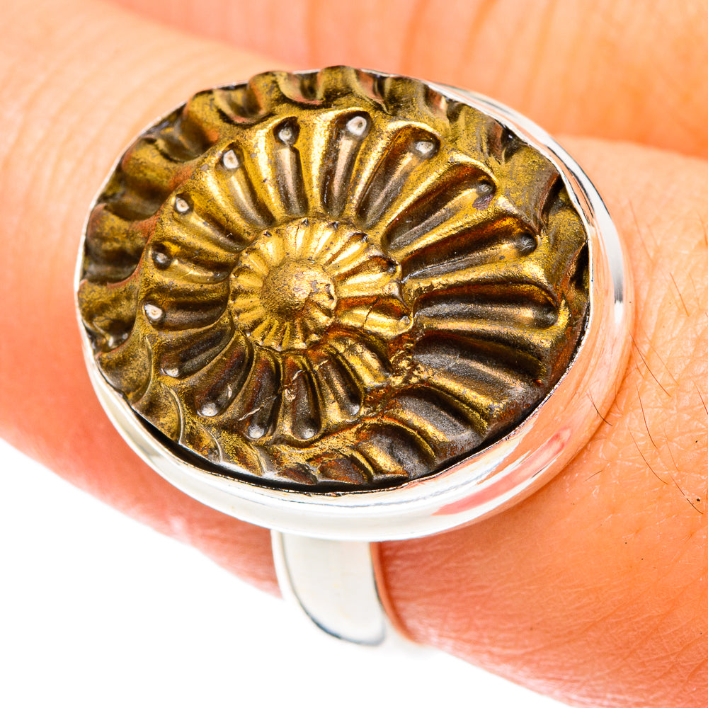 Pyrite Fossil Rings handcrafted by Anasilvercos - RING75807