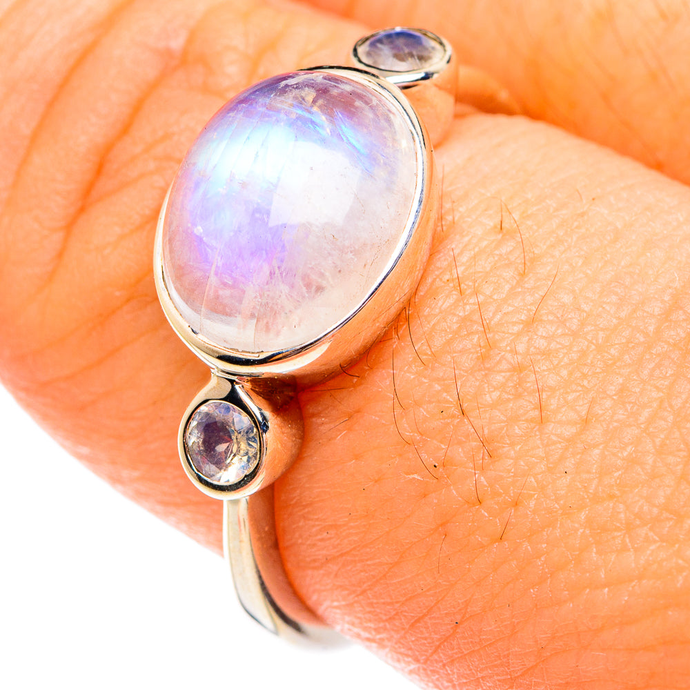 Rainbow Moonstone Rings handcrafted by Anasilvercos - RING75811