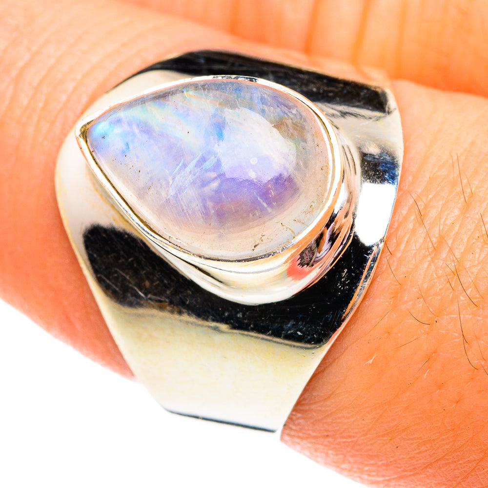 Rainbow Moonstone Rings handcrafted by Anasilvercos - RING75813