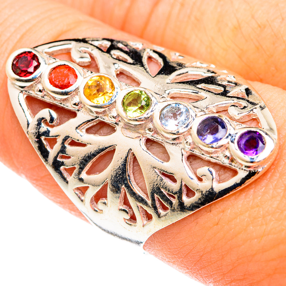 Multi-Stone Chakra Rings handcrafted by Anasilvercos - RING75889