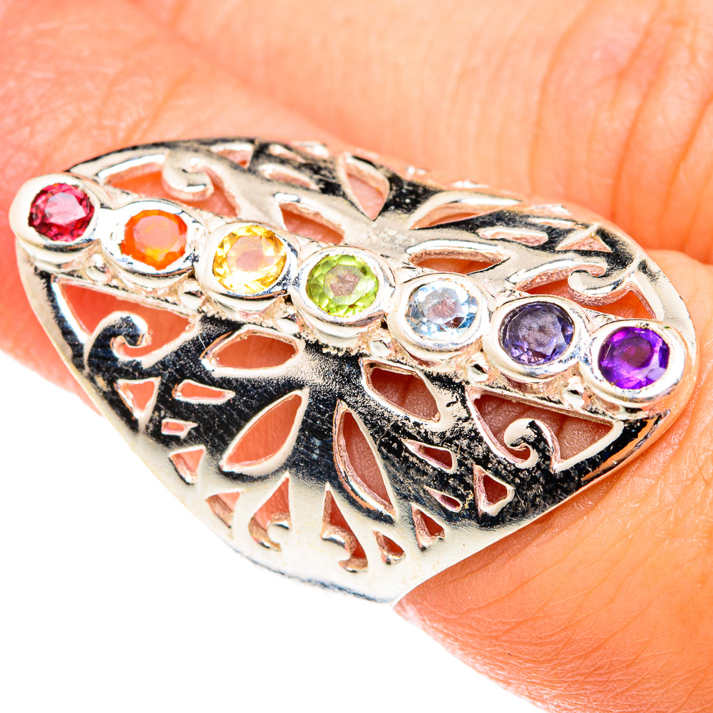 Multi-Stone Chakra Rings handcrafted by Anasilvercos - RING75920