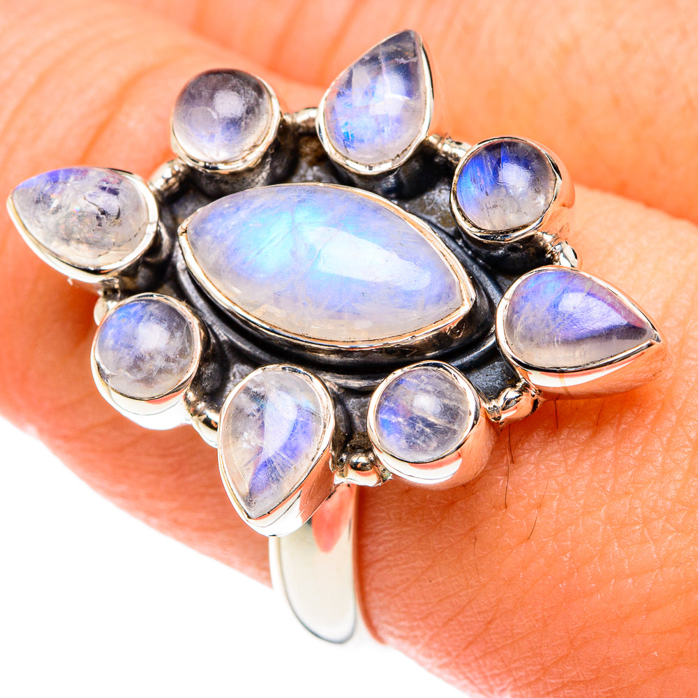 Rainbow Moonstone Rings handcrafted by Anasilvercos - RING75995