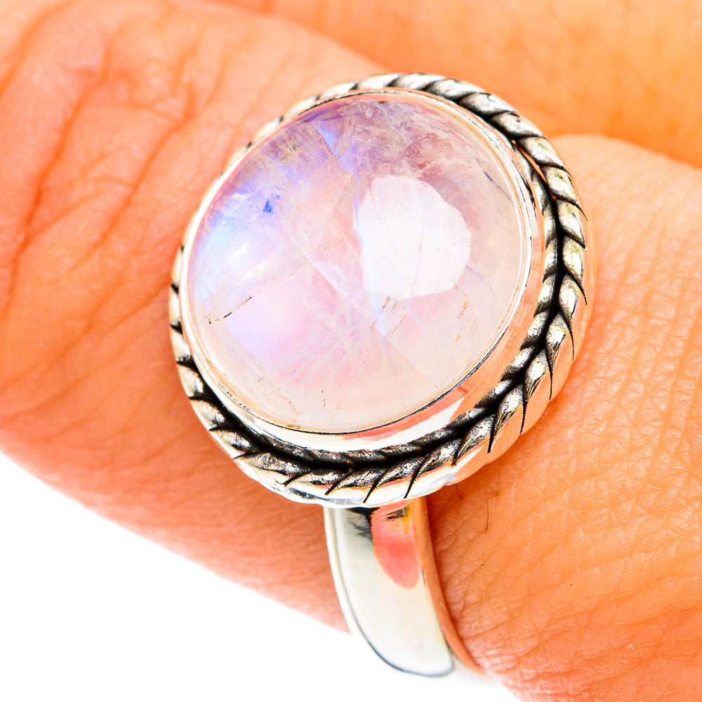 Rainbow Moonstone Rings handcrafted by Anasilvercos - RING76023