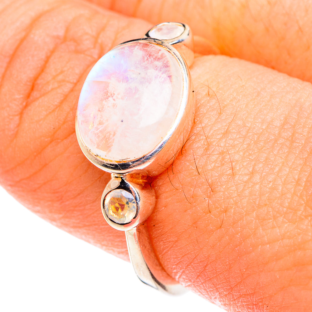 Rainbow Moonstone Rings handcrafted by Anasilvercos - RING76110