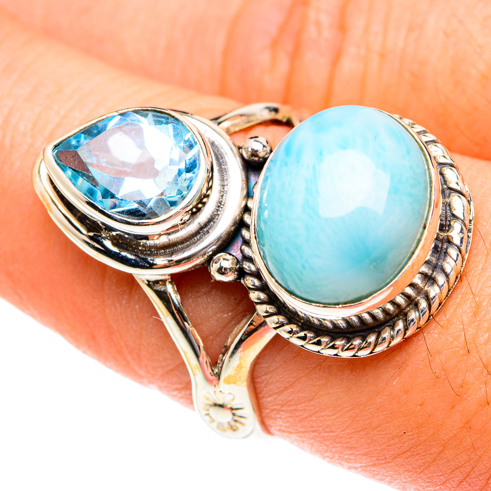 Larimar Rings handcrafted by Anasilvercos - RING76117