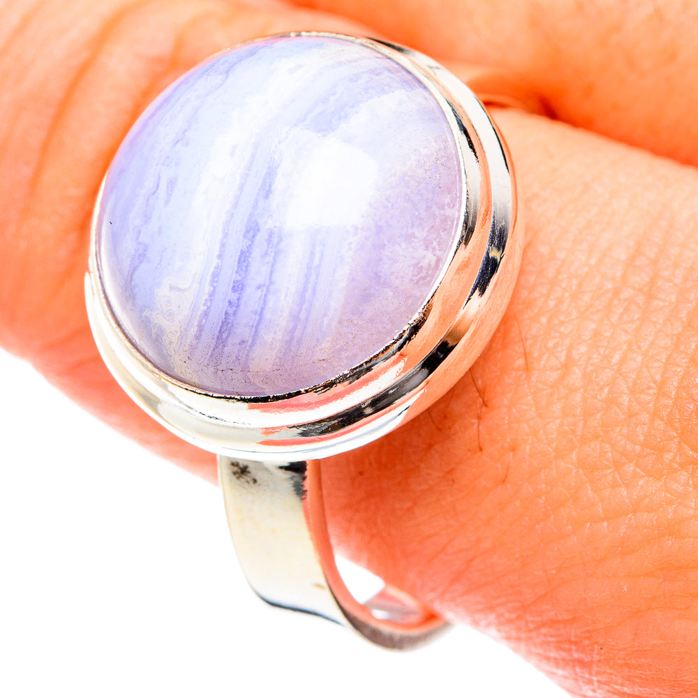 Blue Lace Agate Rings handcrafted by Anasilvercos - RING76131