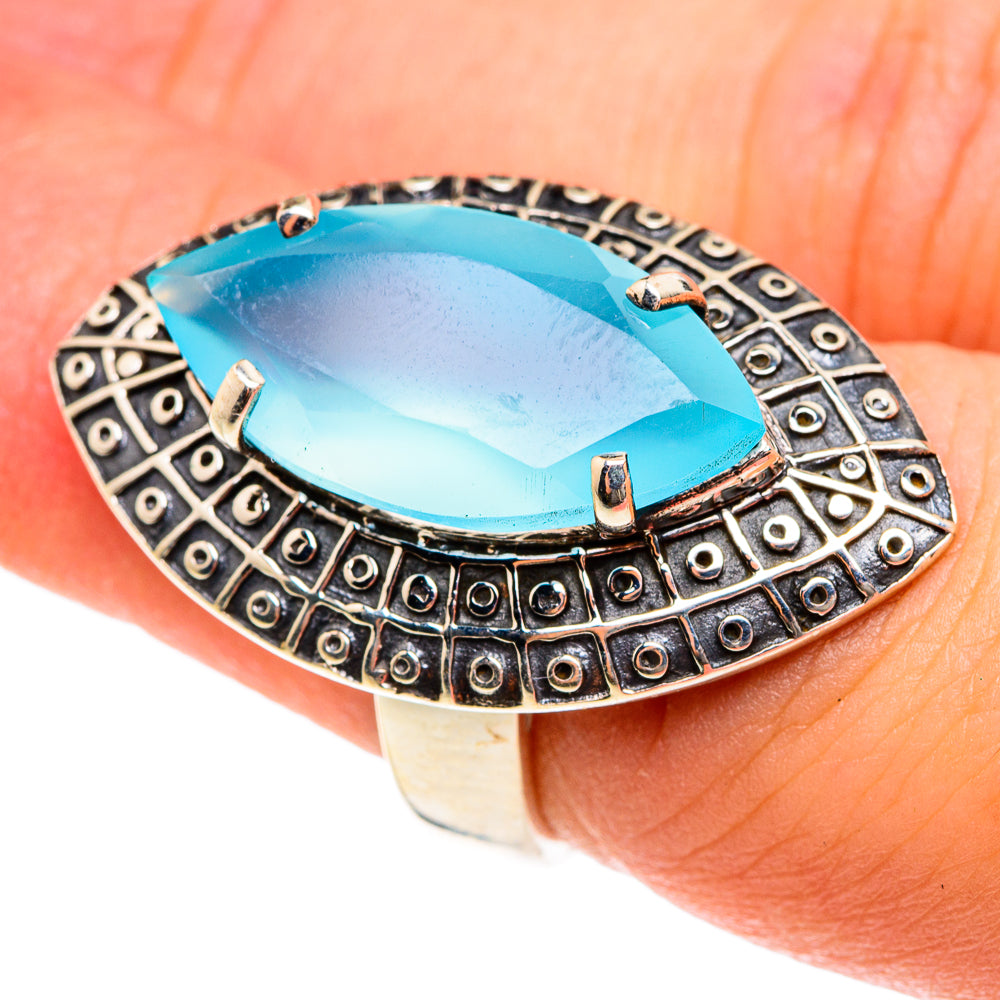 Aqua Chalcedony Rings handcrafted by Anasilvercos - RING76196