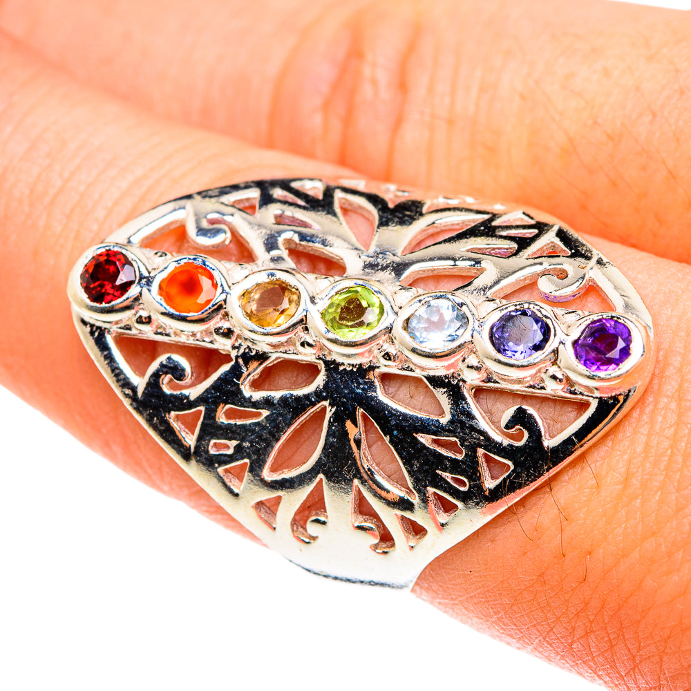 Multi-Stone Chakra Rings handcrafted by Anasilvercos - RING76218