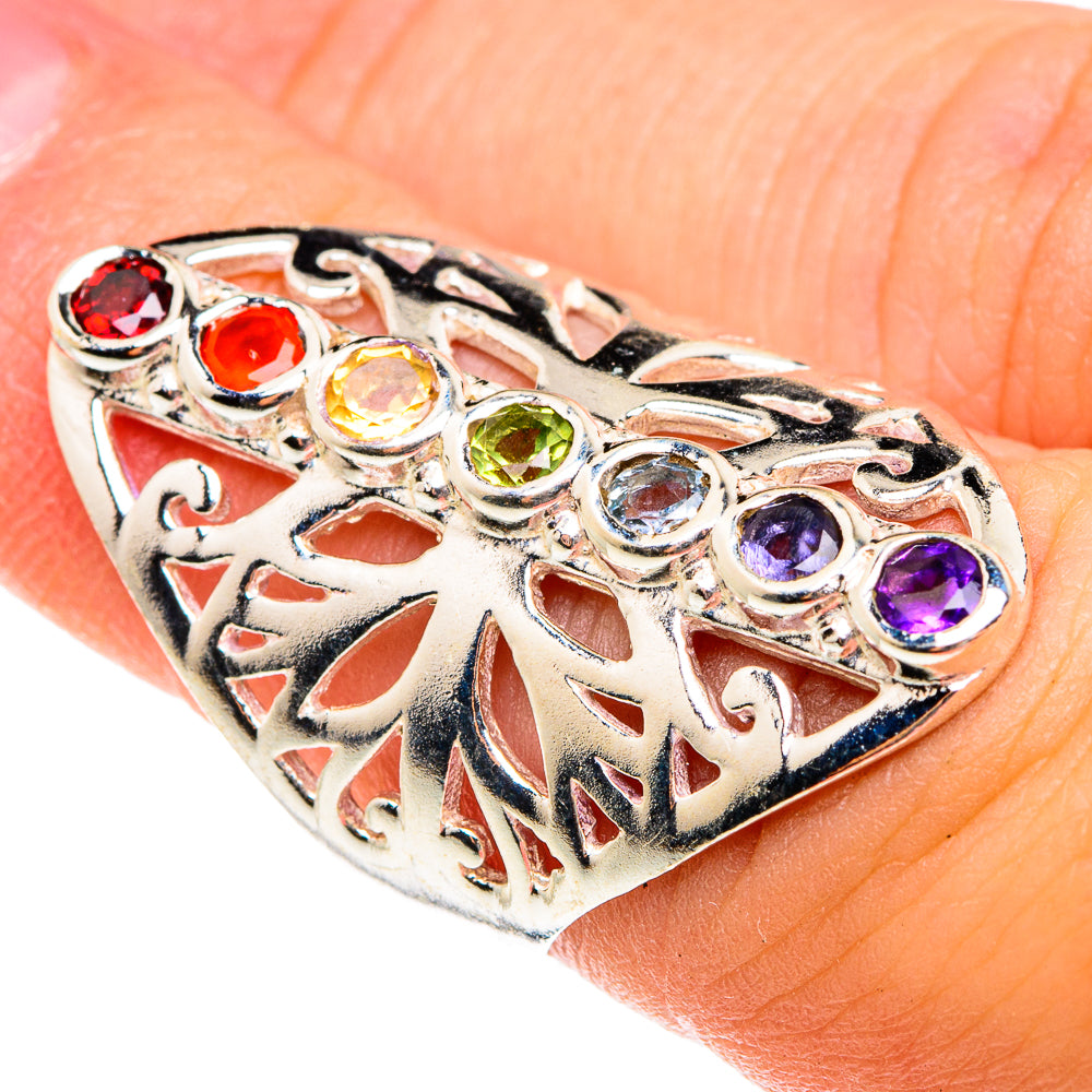 Multi-Stone Chakra Rings handcrafted by Anasilvercos - RING76238