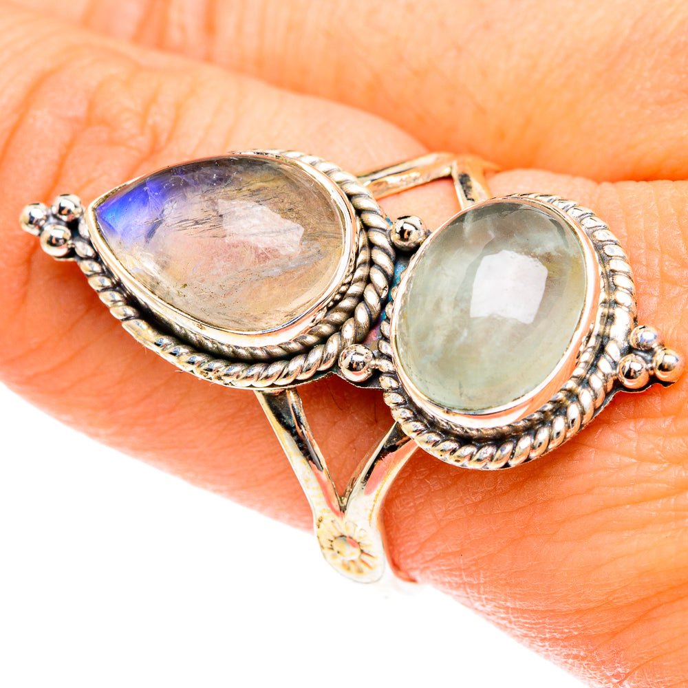 Rainbow Moonstone Rings handcrafted by Anasilvercos - RING76249