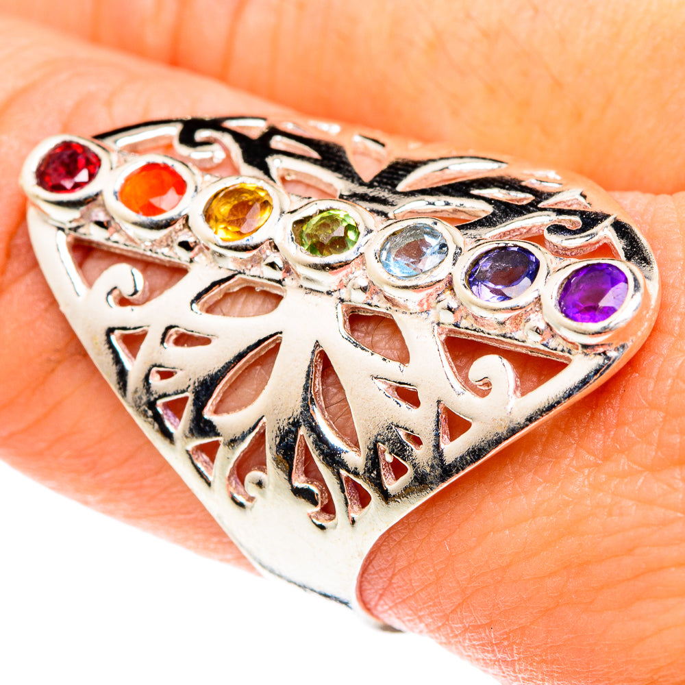 Multi-Stone Chakra Rings handcrafted by Anasilvercos - RING76256
