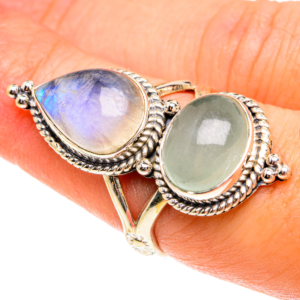 Rainbow Moonstone Rings handcrafted by Anasilvercos - RING76268