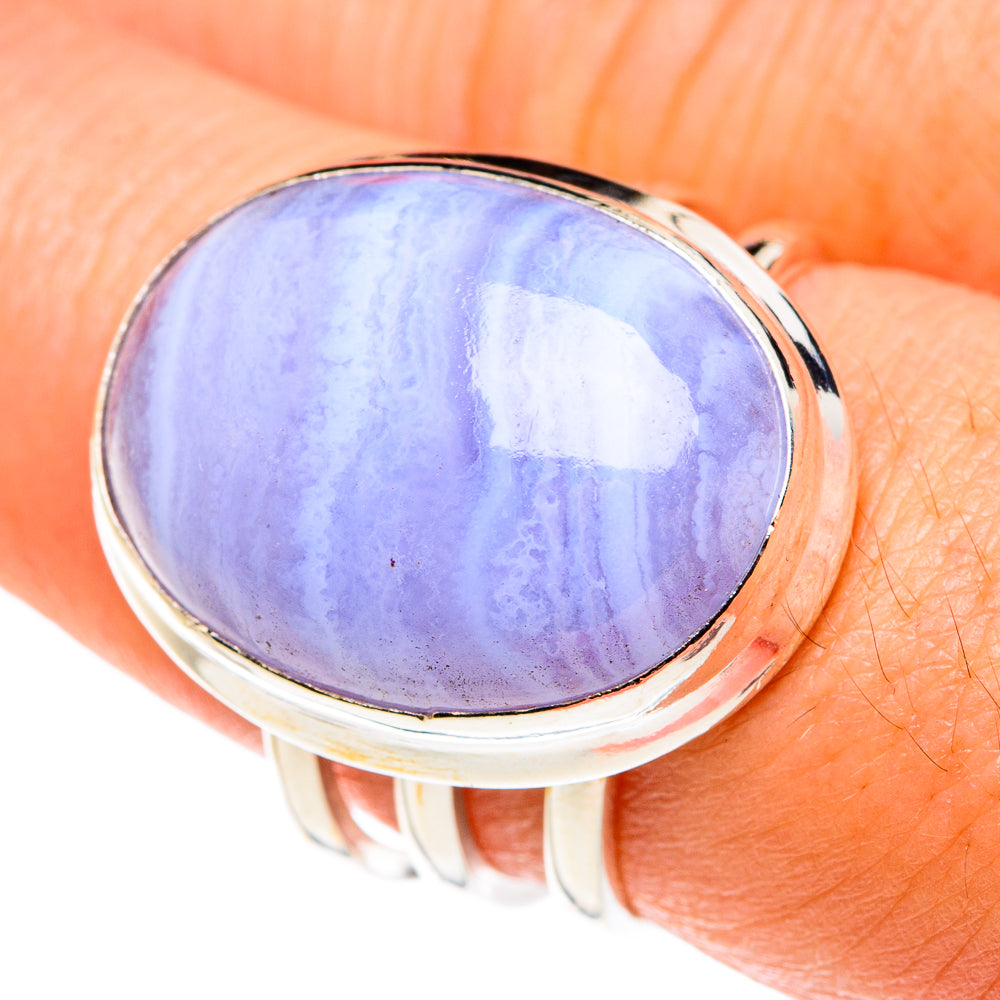 Blue Lace Agate Rings handcrafted by Anasilvercos - RING76384