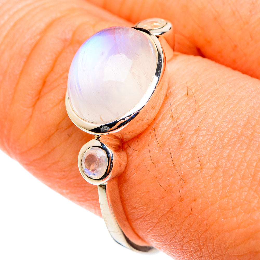 Rainbow Moonstone Rings handcrafted by Anasilvercos - RING76385