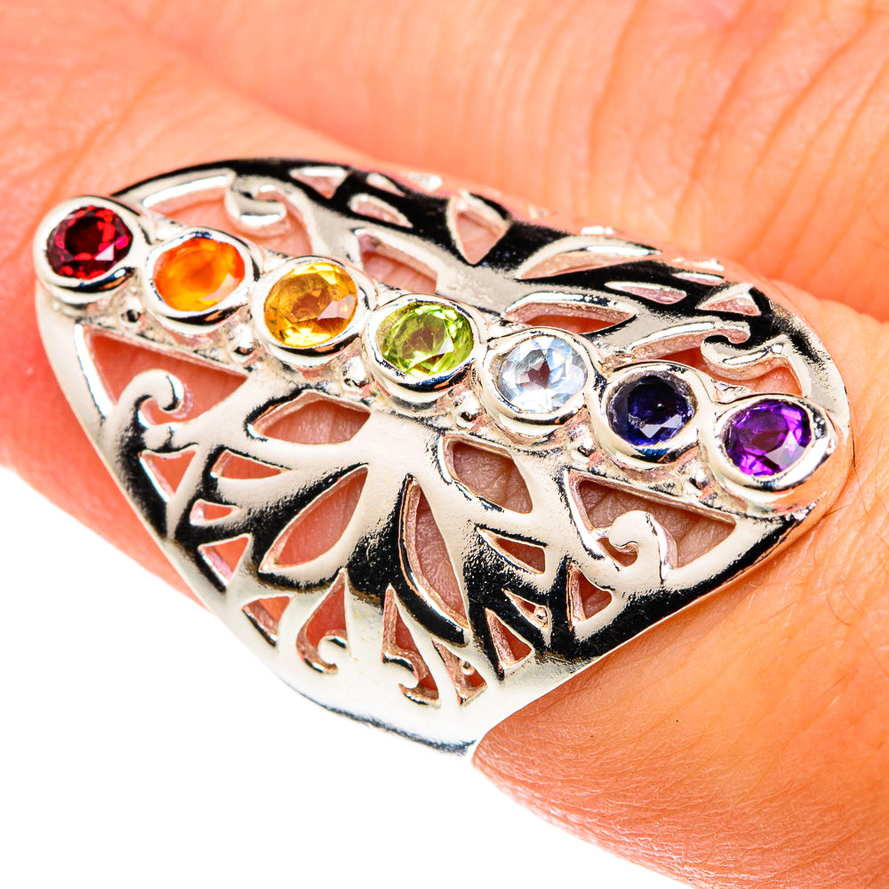 Multi-Stone Chakra Rings handcrafted by Anasilvercos - RING76387