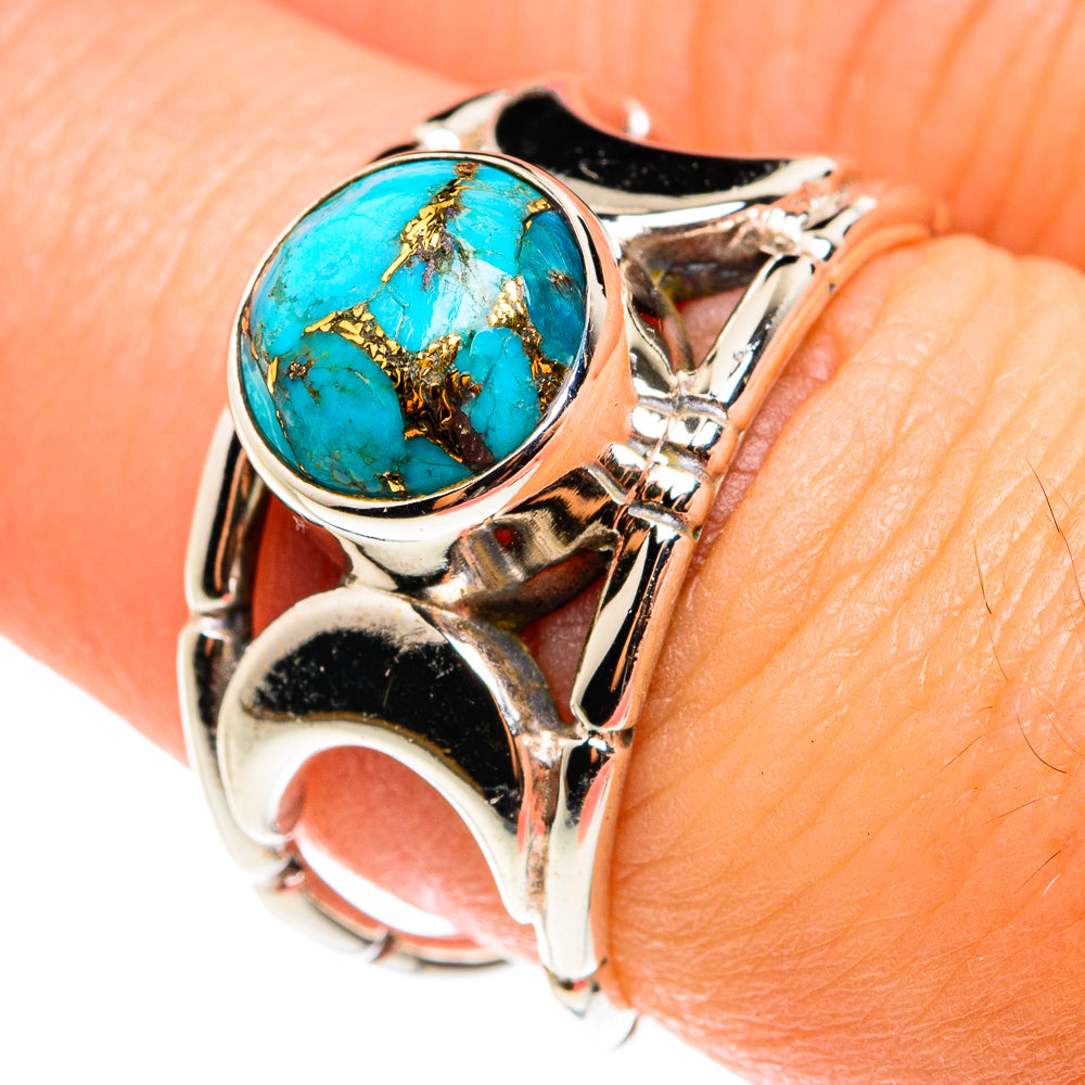 Blue Composite Turquoise Rings handcrafted by Anasilvercos - RING76397