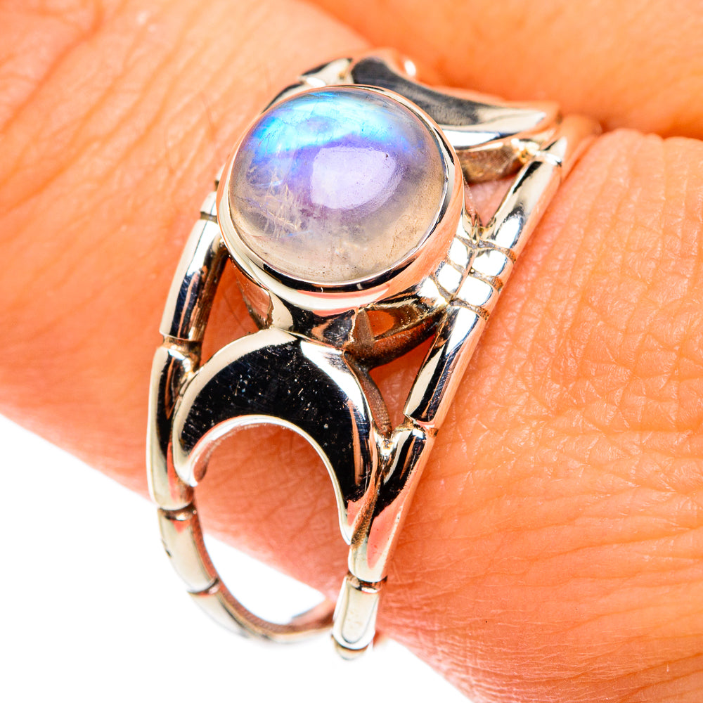 Rainbow Moonstone Rings handcrafted by Anasilvercos - RING76416