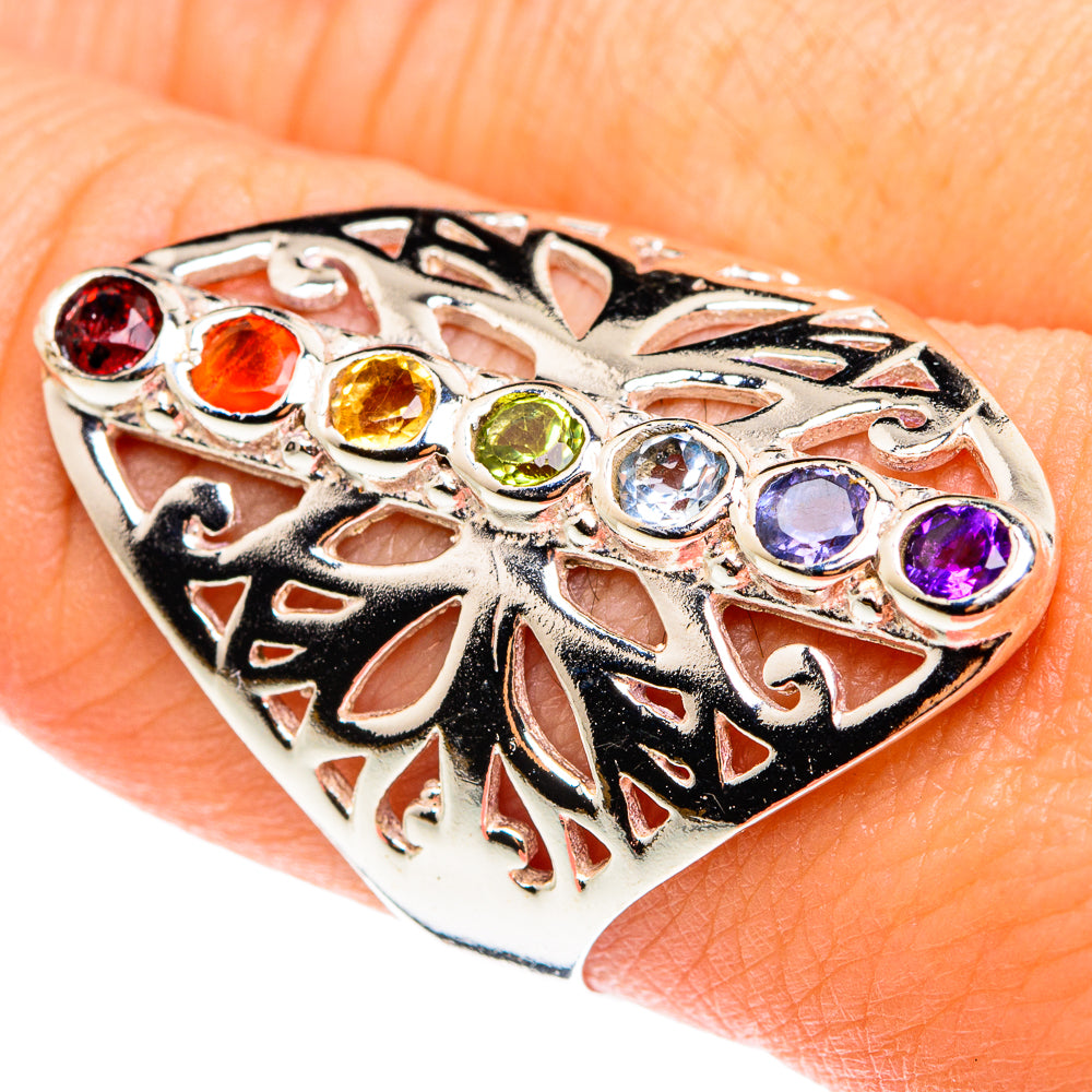 Multi-Stone Chakra Rings handcrafted by Anasilvercos - RING76418