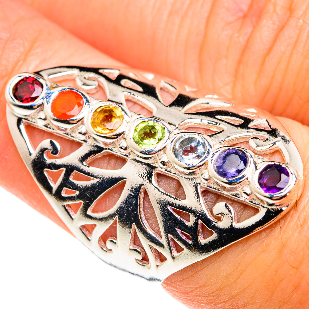 Multi-Stone Chakra Rings handcrafted by Anasilvercos - RING76447
