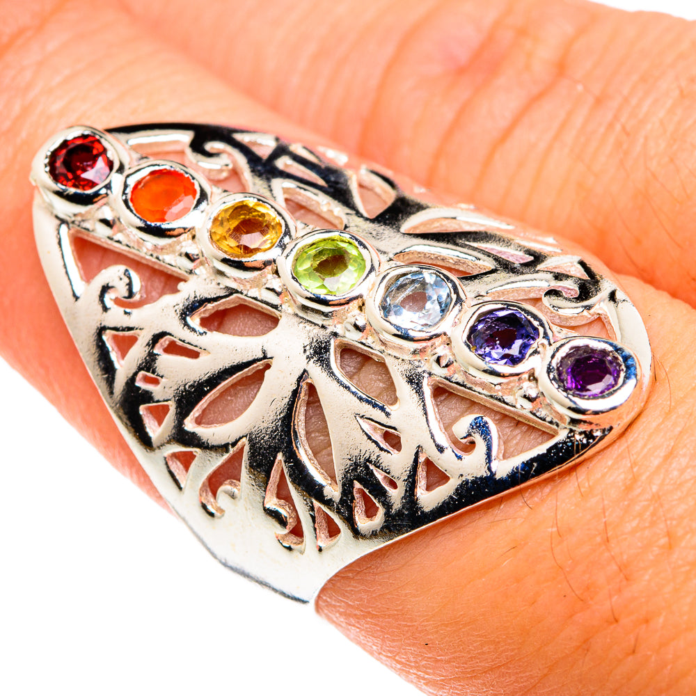 Multi-Stone Chakra Rings handcrafted by Anasilvercos - RING76477