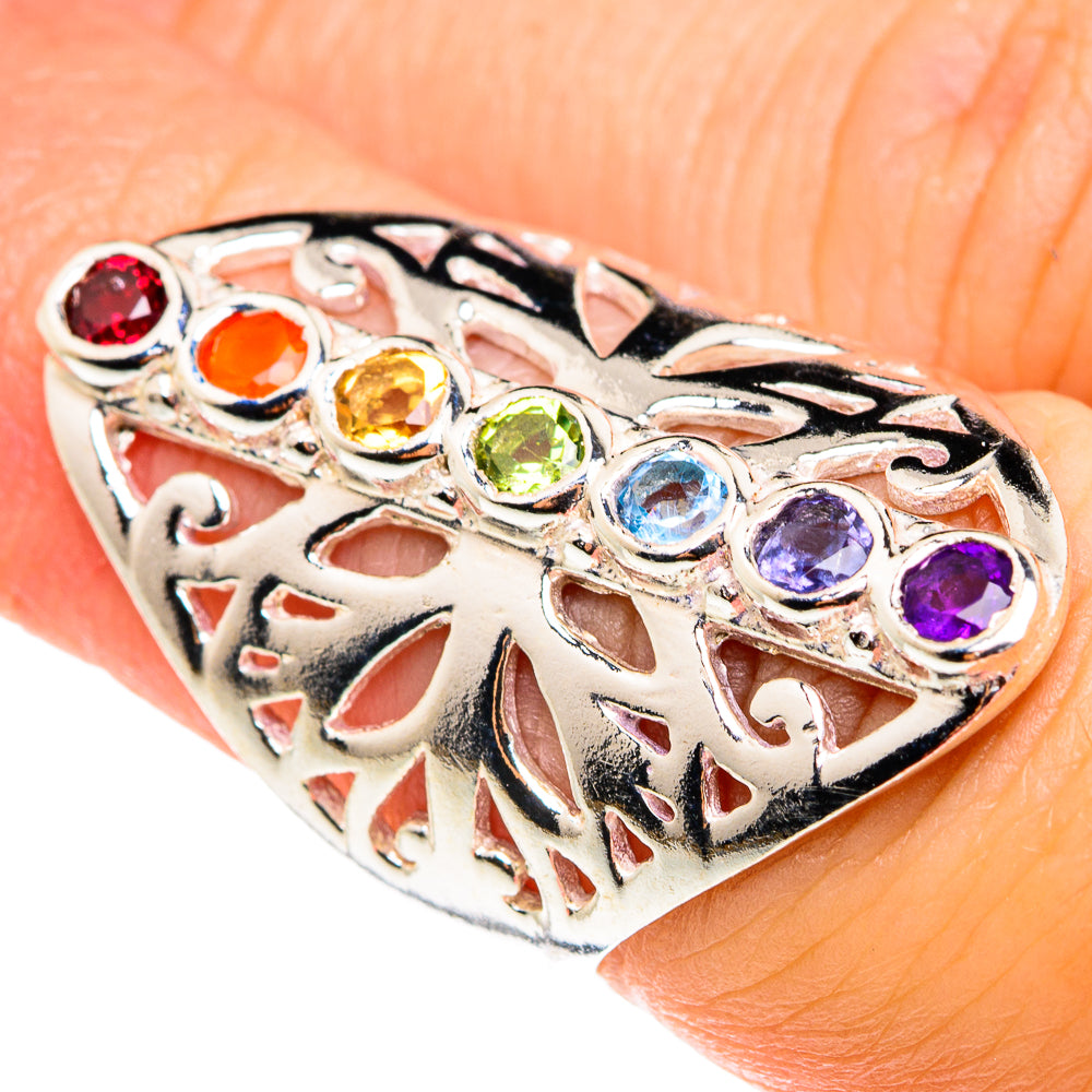 Multi-Stone Chakra Rings handcrafted by Anasilvercos - RING76505