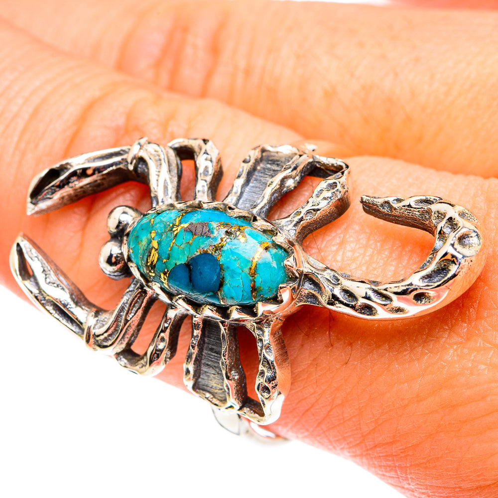 Blue Composite Turquoise Rings handcrafted by Anasilvercos - RING76509