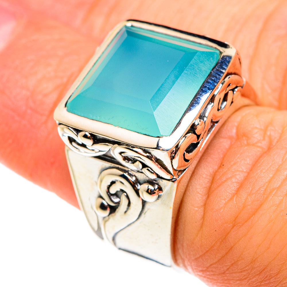 Aqua Chalcedony Rings handcrafted by Anasilvercos - RING76552