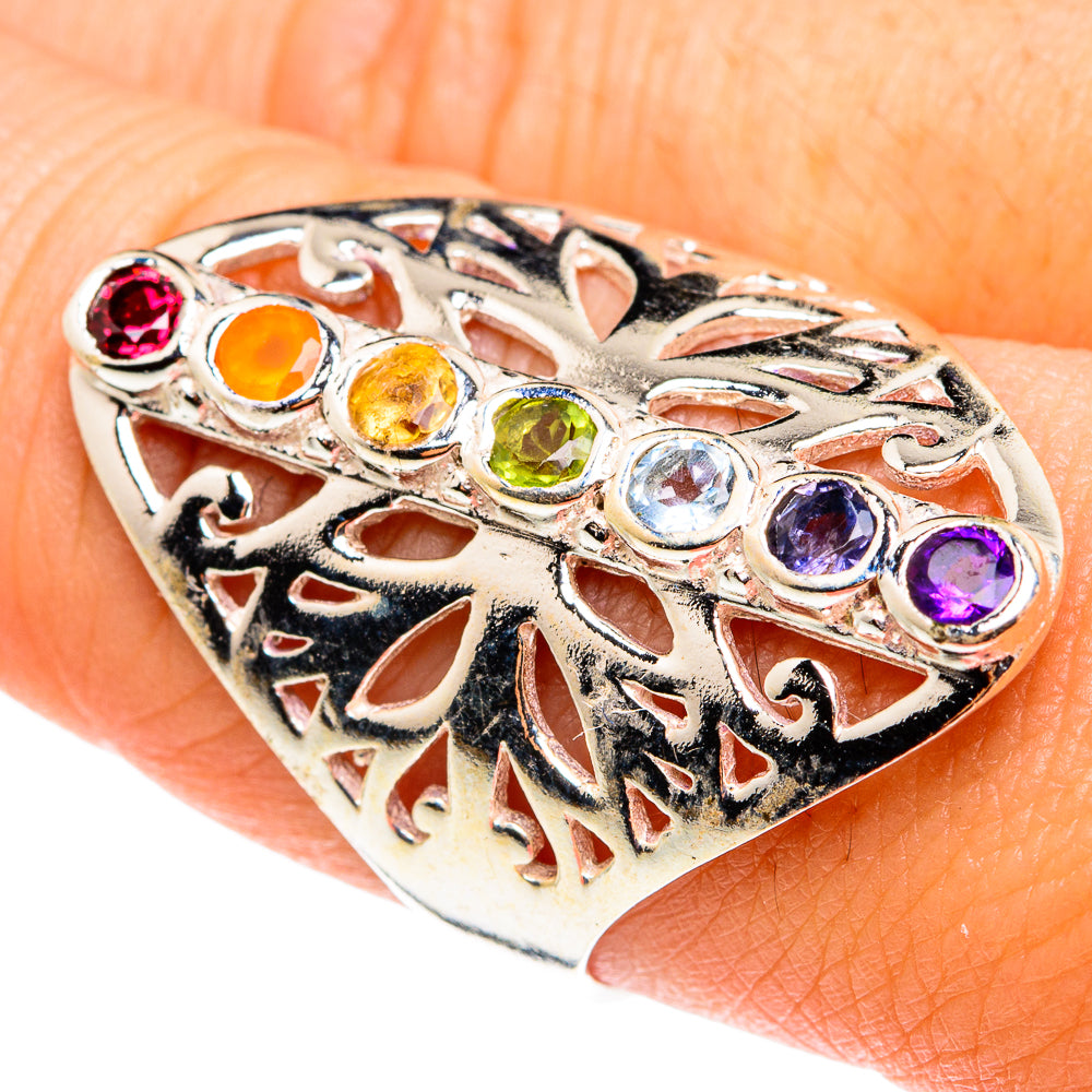 Multi-Stone Chakra Rings handcrafted by Anasilvercos - RING76579