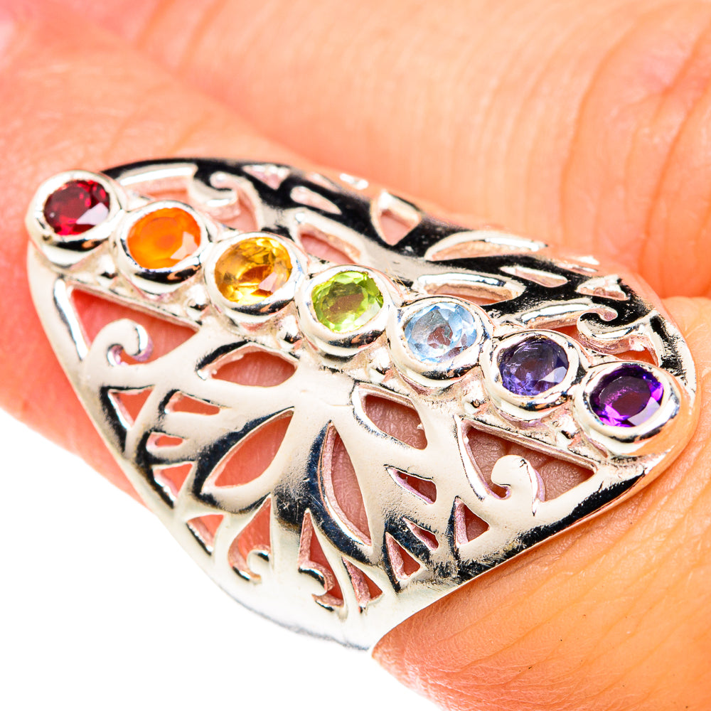 Multi-Stone Chakra Rings handcrafted by Anasilvercos - RING76642