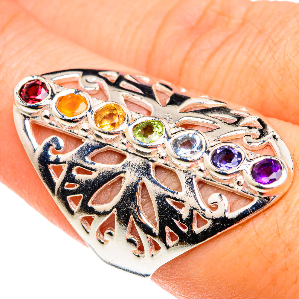 Multi-Stone Chakra Rings handcrafted by Anasilvercos - RING76726