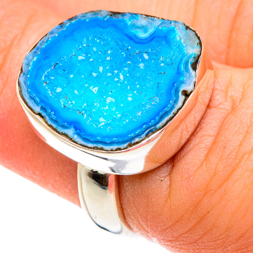 Blue Geode Slice Rings handcrafted by Anasilvercos - RING76730