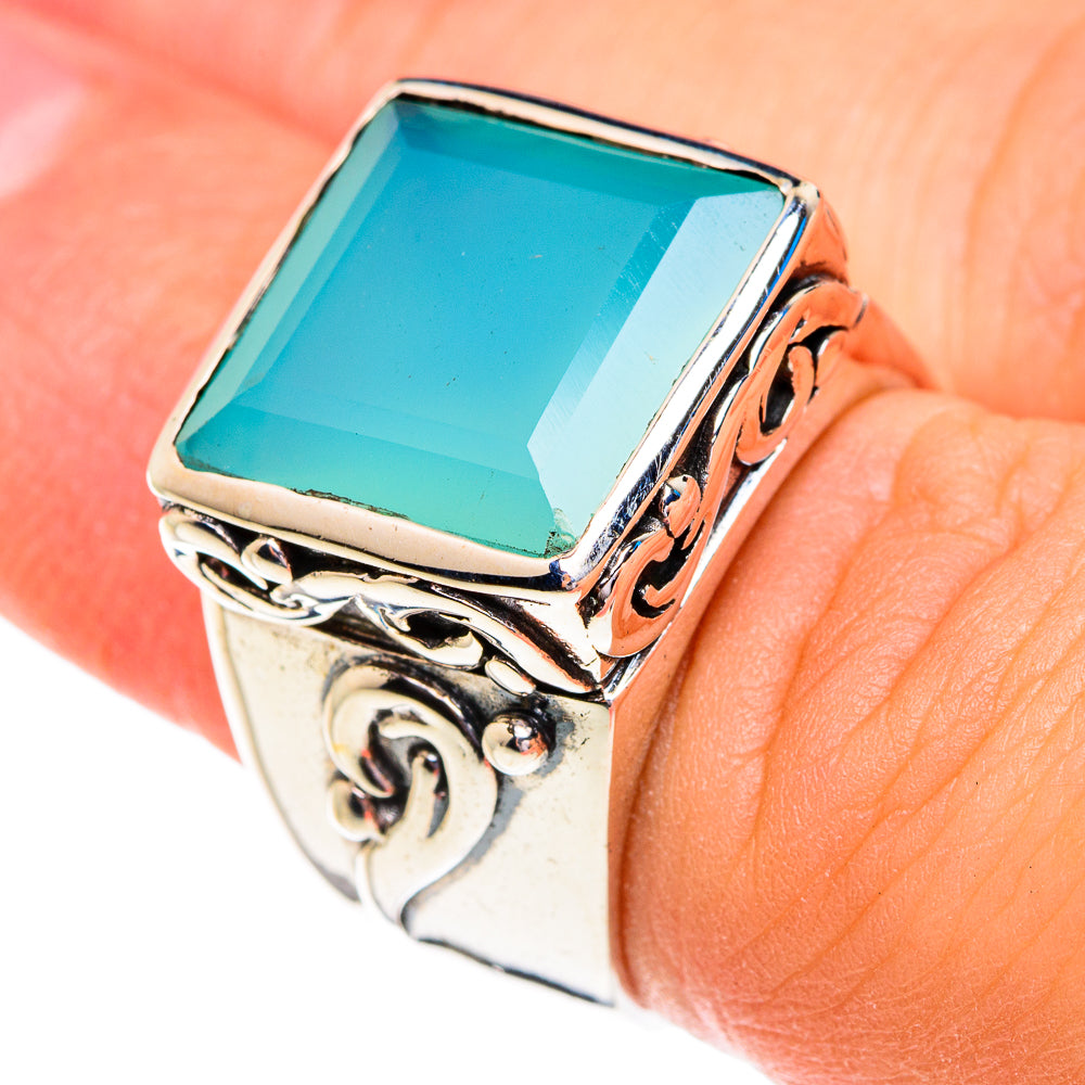 Aqua Chalcedony Rings handcrafted by Anasilvercos - RING76754