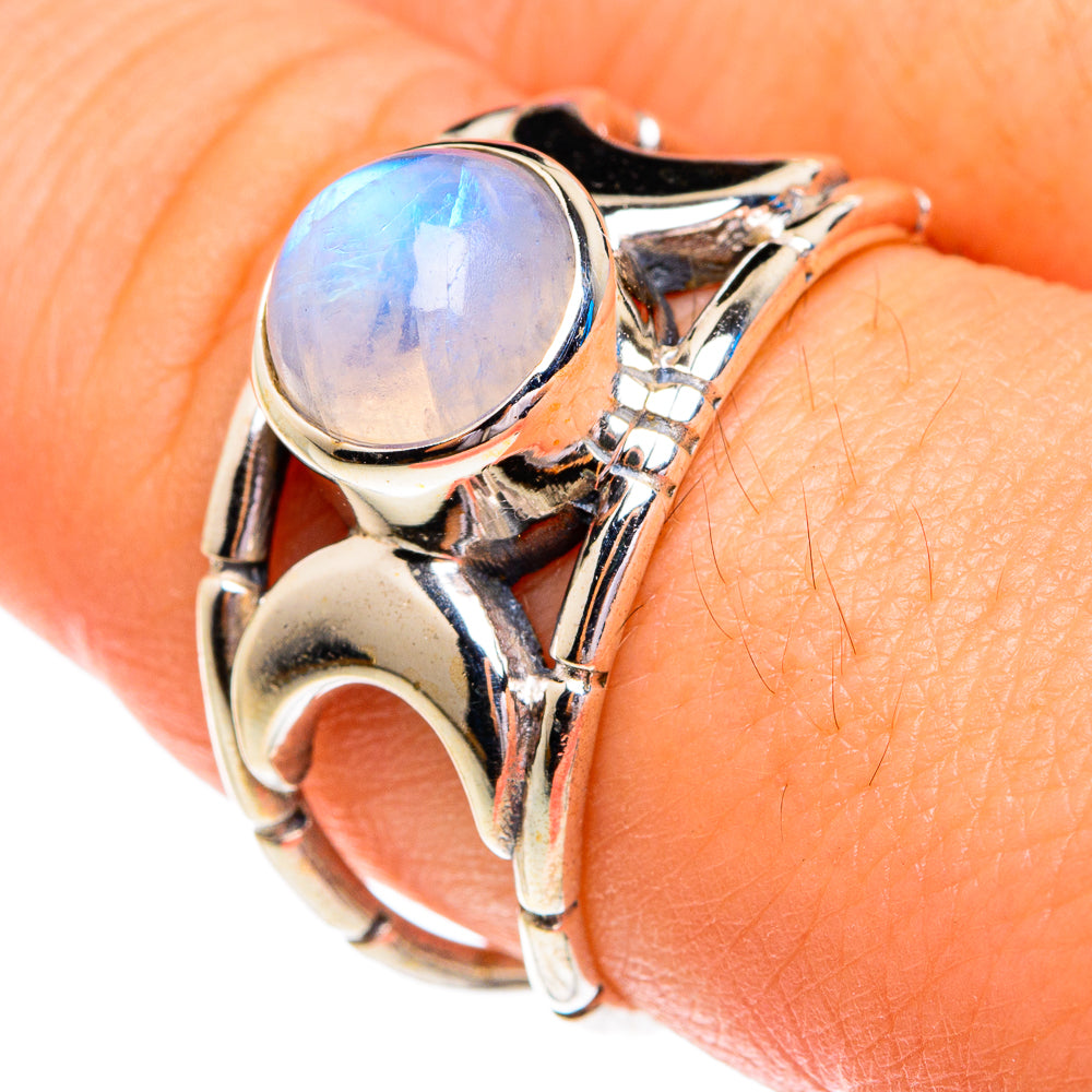 Rainbow Moonstone Rings handcrafted by Anasilvercos - RING76776