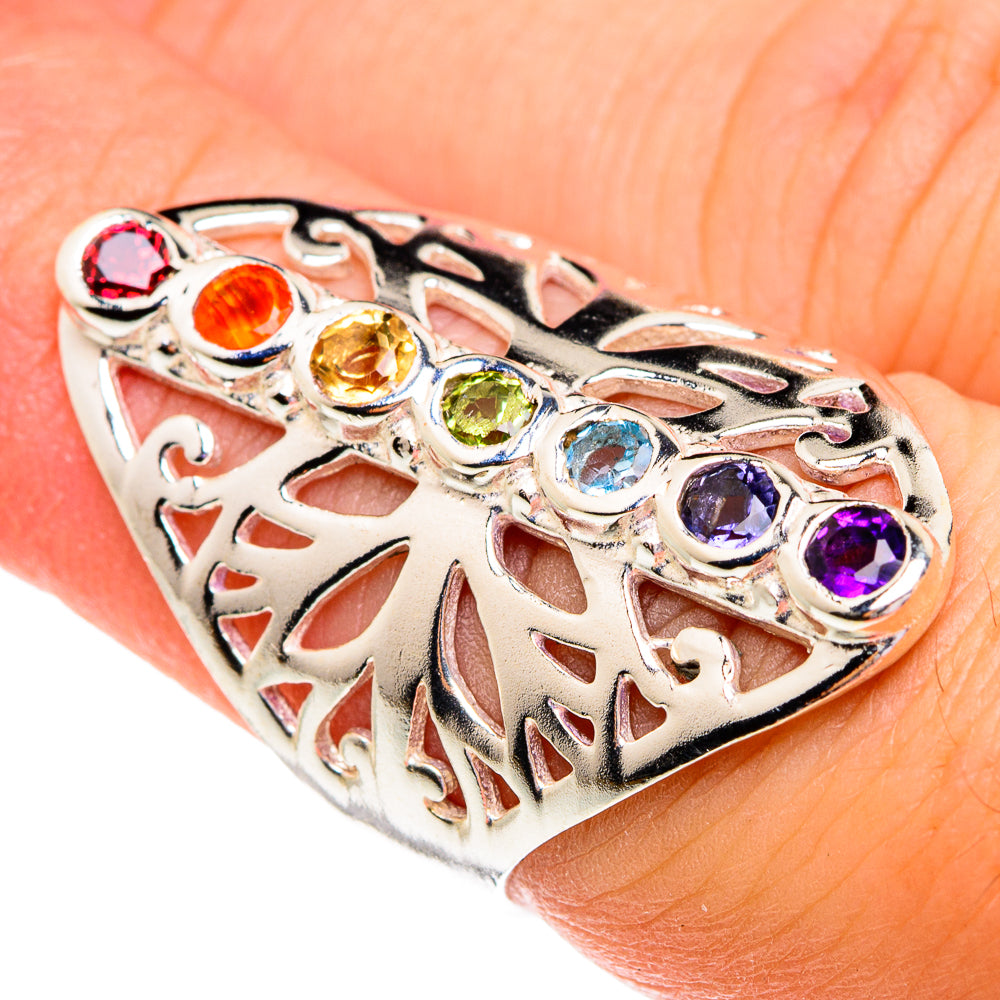 Multi-Stone Chakra Rings handcrafted by Anasilvercos - RING76777