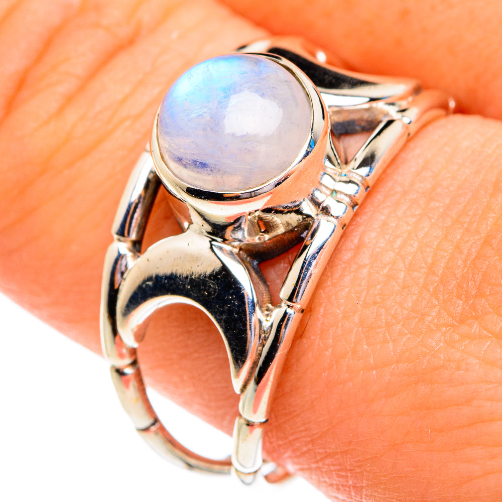 Rainbow Moonstone Rings handcrafted by Anasilvercos - RING76802