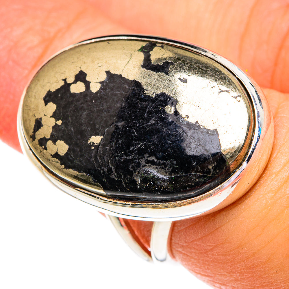 Pyrite in Magnetite (Healer's Gold) Rings handcrafted by Anasilvercos - RING76850