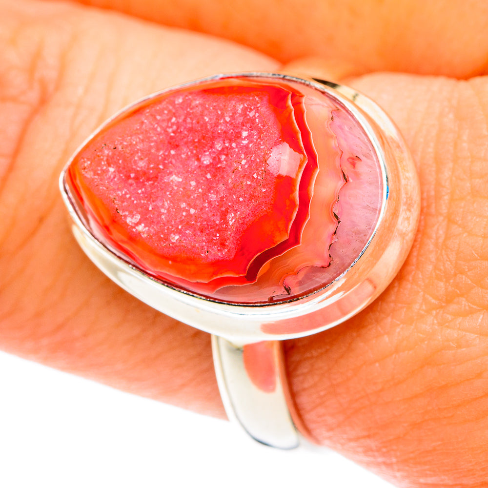 Pink Geode Slice Rings handcrafted by Anasilvercos - RING76865