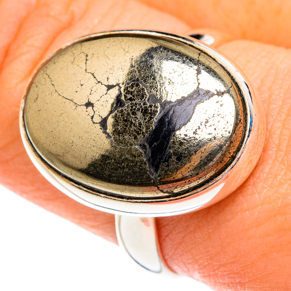 Pyrite in Magnetite (Healer's Gold) Rings handcrafted by Anasilvercos - RING76877