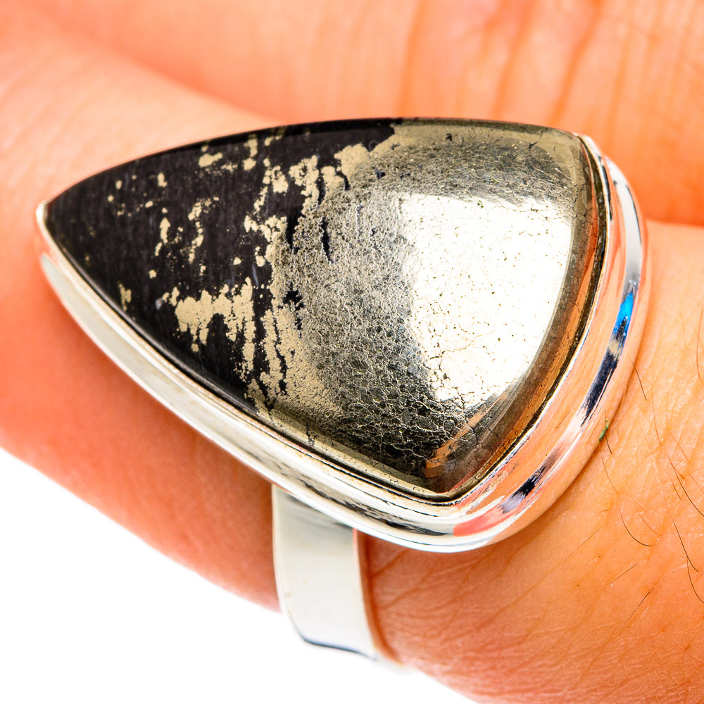 Pyrite in Magnetite (Healer's Gold) Rings handcrafted by Anasilvercos - RING76878
