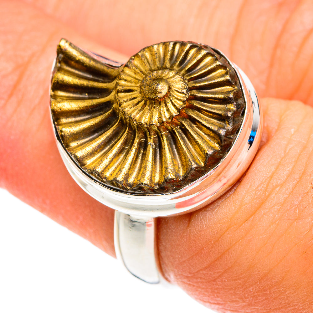 Pyrite Fossil Rings handcrafted by Anasilvercos - RING76880