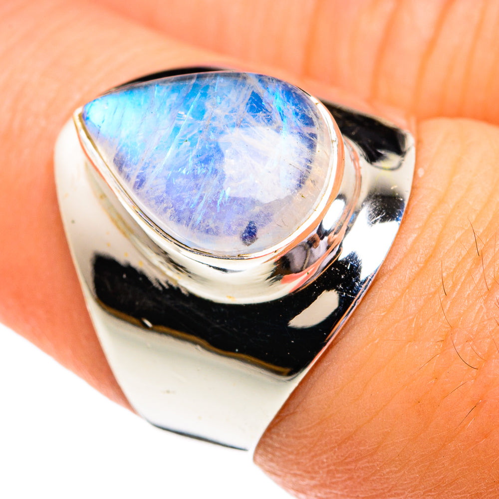 Rainbow Moonstone Rings handcrafted by Anasilvercos - RING76882