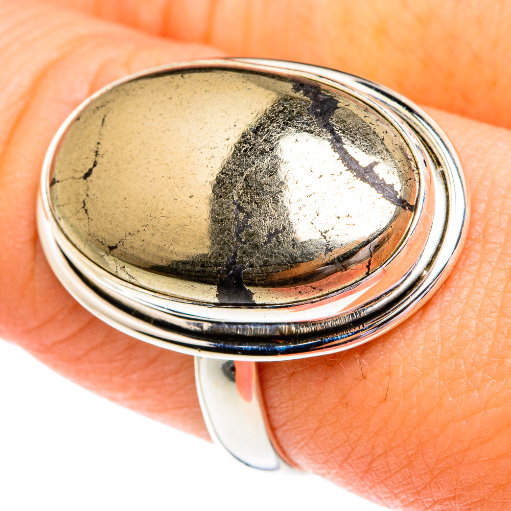 Pyrite in Magnetite (Healer's Gold) Rings handcrafted by Anasilvercos - RING76911