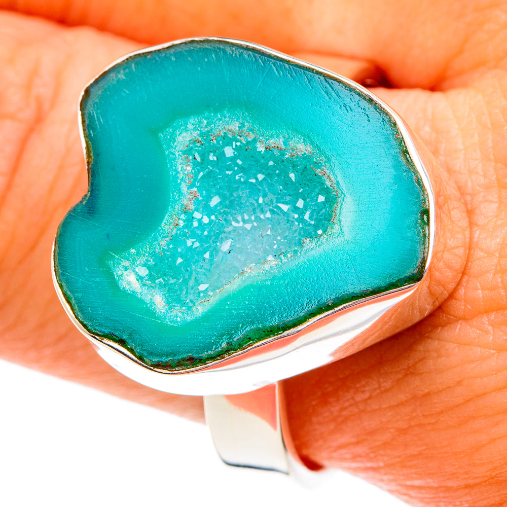 Green Geode Slice Rings handcrafted by Anasilvercos - RING76933