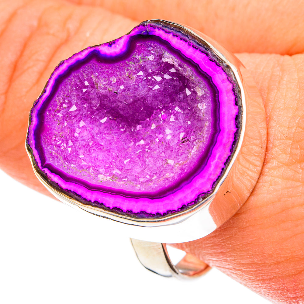 Purple Geode Slice Rings handcrafted by Anasilvercos - RING76946